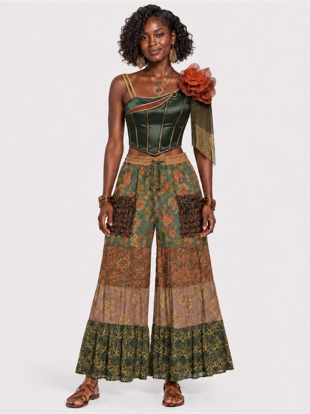 Hippie Forever Handmade Patchwork Palazzo Pants Womens SZ 1X Plus Dreamy Fairy